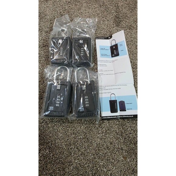 Set of 4 – 321 Locks Combination Key Lock Boxes with 4-Digit Code – Portable Sec - Picture 6 of 8